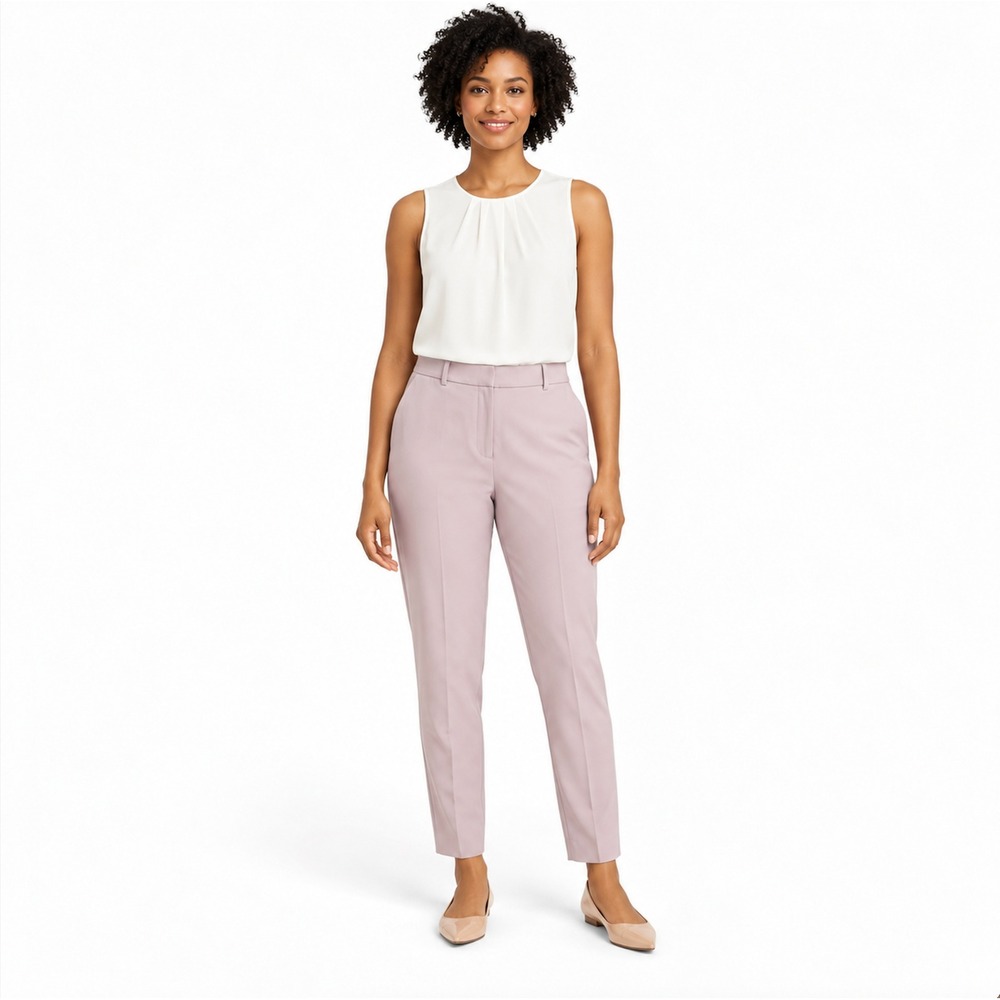 The Drop Kimi Tapered Ankle Pant Lavender Pink Elastic Back Waist LARGE